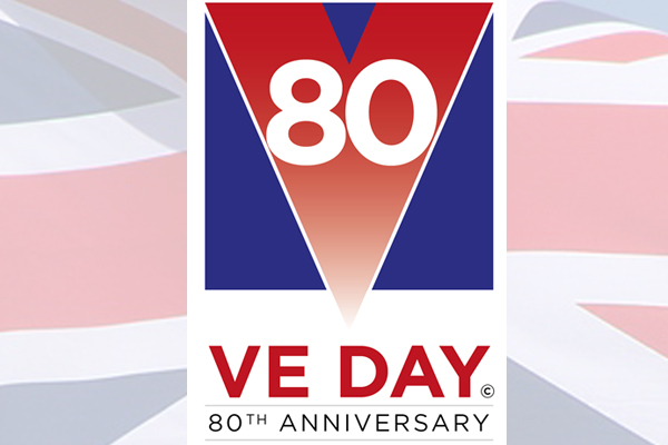 VE Day 80 logo on union jack background